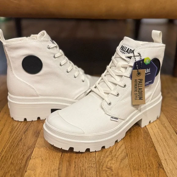 NEW - Size 10 - Palladium Women’s Cream High-Top Sneakers - Picture 4 of 7